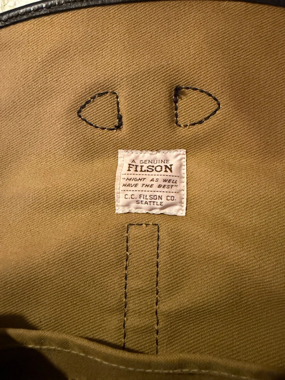 Filson Small Rugged Twill Field Bag Khaki/Leather Made in USA - Picture 10 of 16